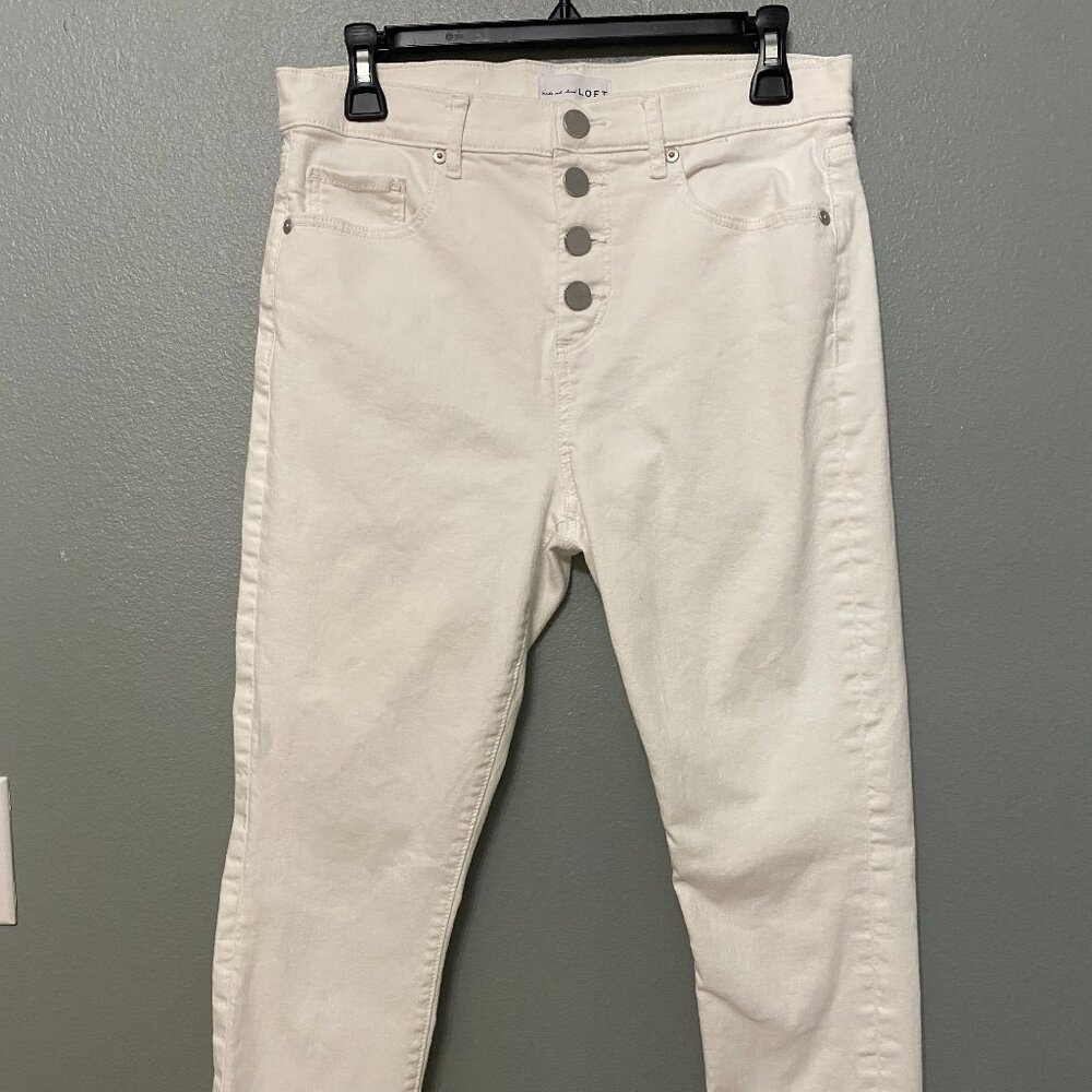Loft White Five Button Straight Jeans - image 1